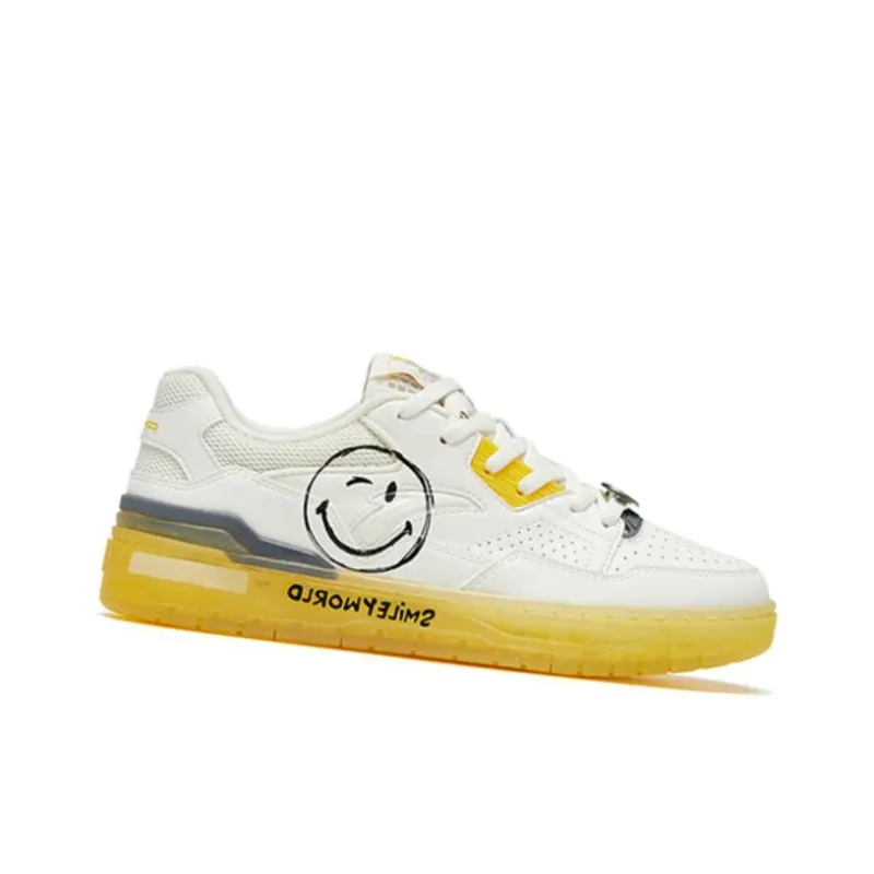 Anta Flame 4.0 Slip Resistant Cushioning Wear Resistant Low Top Skateboard Shoes Men's White Yellow-1