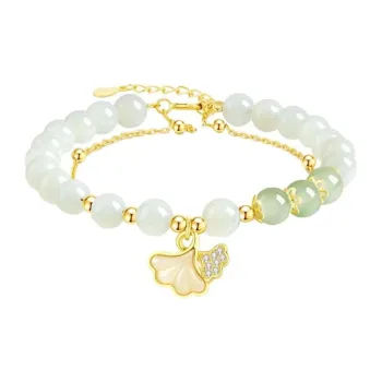LUXLINE Silver Bracelet Pale Greenish White Jade Women's