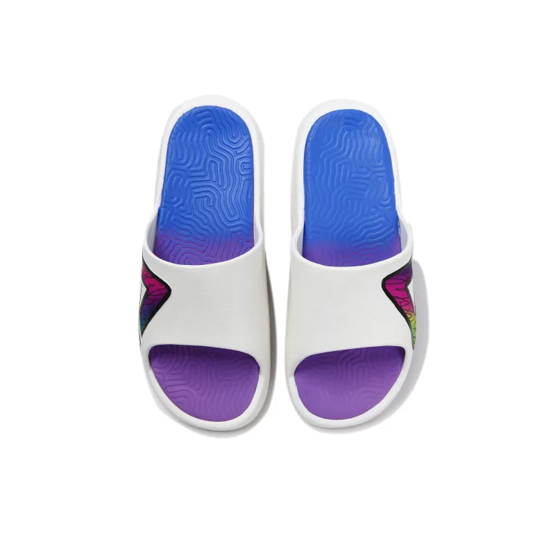 PEAK EVA Odor-Resistant Quick Dry Quiet Slide Slippers Men's White Black Purple-4