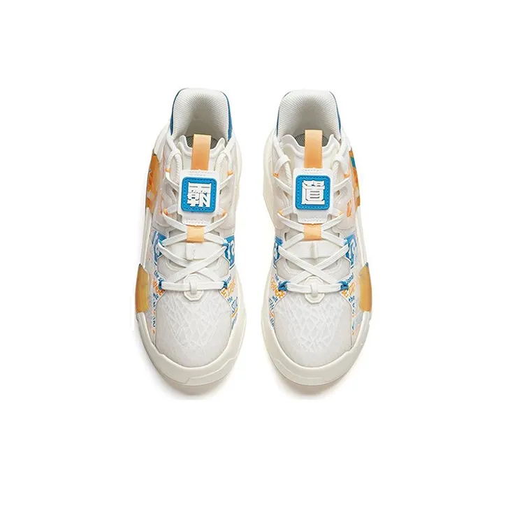 FENDER Anta Bastard 3.0 Anti Slip Wear Resistant Mid Top Skateboard Shoes Women's White Orange-2