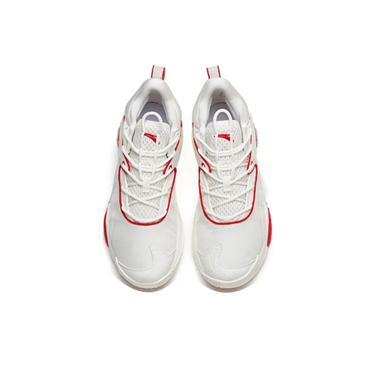 Anta Airspace 3 Cushioning Anti Slip Wear Resistant Breathability Low Top Basketball Shoes Men's White Red-3