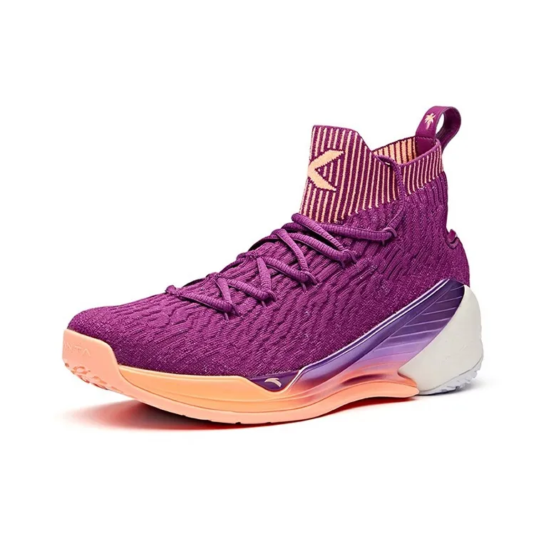 Anta KT4 Thompson Shock Absorbers With Slip Resistant Features High Top Basketball Shoes Men's Purple-1