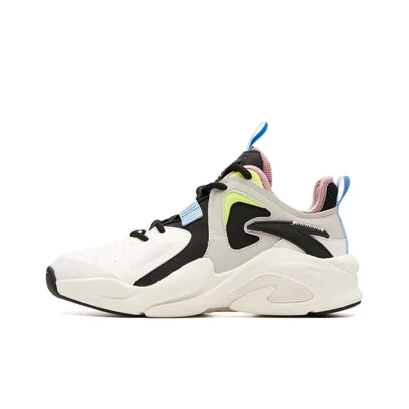 Anta Bastard Cushioning Anti Slip And Wear Resistant Low Top Chunky Sneakers Women's Black White Gray-0