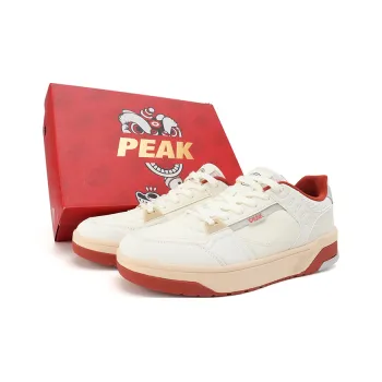 PEAK State Pole Cloud Trace Slip Resistant Cushioning Wear Resistant Low Top Skateboard Shoes Unisex Ecru/Lombardy Red