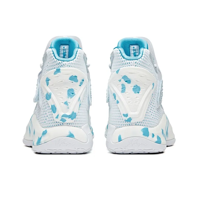 Anta KT5 Cushioning Anti Slip And Wear Resistant High Top Basketball Shoes Men's White Blue-4