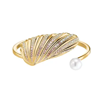 Swarovski Gold Shell Cuff Bangles Women's Light Gold