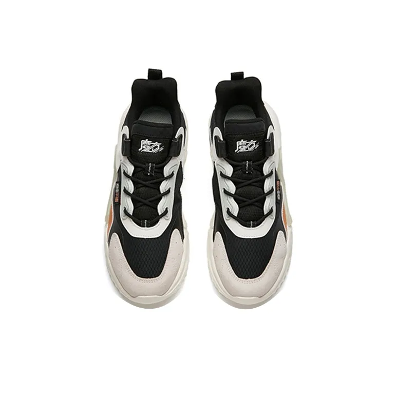ANTA Rubik's Cube Chunky Sneakers Women's Low Top Black/Ivory White-3