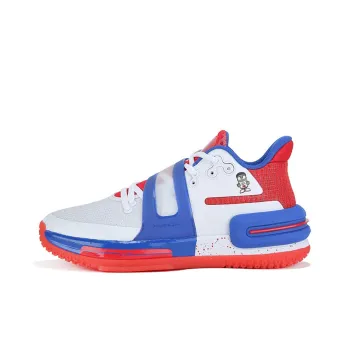 PEAK Flash 2 Generation Luffy Cushioning Anti Slip And Wear Resistant Mid Top Basketball Shoes White Blue Red