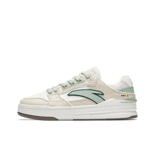 ANTA Street Naughty Skateboard Shoes Women's Low-Top Papyrus White/White/Hydrogen Green