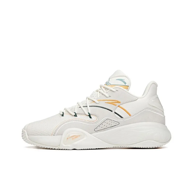 Anta A Flash Bubble 1.0 Anti Slip Wear Resistant Low Top Performance Basketball Shoes Men's White Gray-0