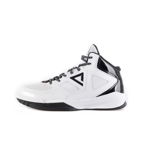 PEAK Parker 3 Basketball Shoes Men High-Top All White/Black