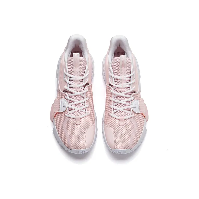 Anta Craze 1 Anti-Slip Wear-Resistant Mid-Top Performance Basketball Shoes Men's Pink White-2