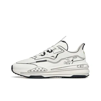 SNOOPY x Anta C37 Series Cushioned Slip Resistant Abrasion Resistant Low Top Running Shoes Men's Black White