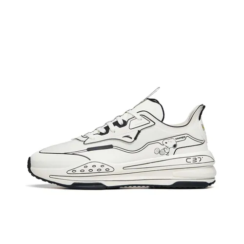 Snoopy X ANTA C37 Series Running Shoes Men Low-Top Black/White