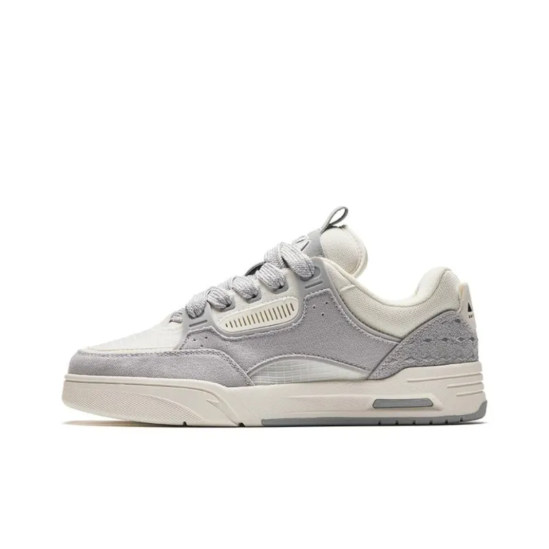 Anta AOJIE Slip-Resistant Cushioning Wear-Resistant Low-Top Skateboard Shoes Men's White Gray-0