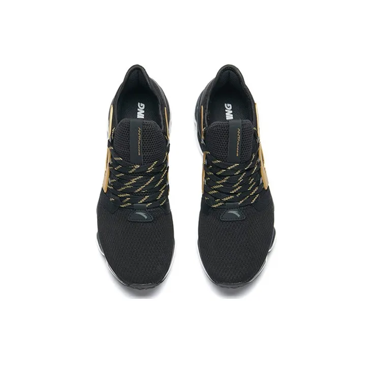 Anta SEEED Anti Slip Wear Resistant Low Top Running Shoes Men's Black Yellow-4