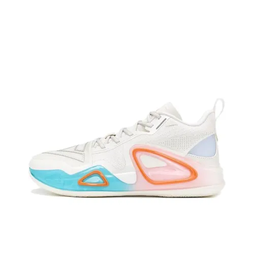 PEAK Surfing The Big Triangle 2.0 Basketball Shoes Men Mid-Top White/Beige/Blue/Pink