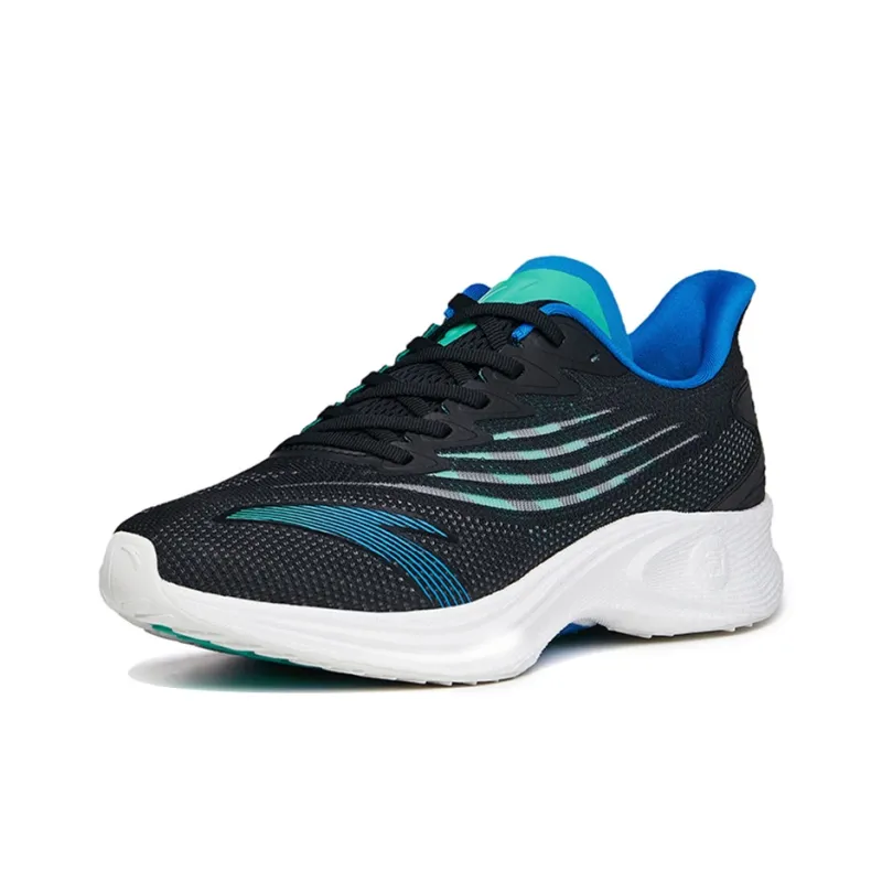 Anta MACH 2.0 Cushioned Abrasion-Resistant Slip-Resistant Low-Top Running Shoes Men's Black Blue-1