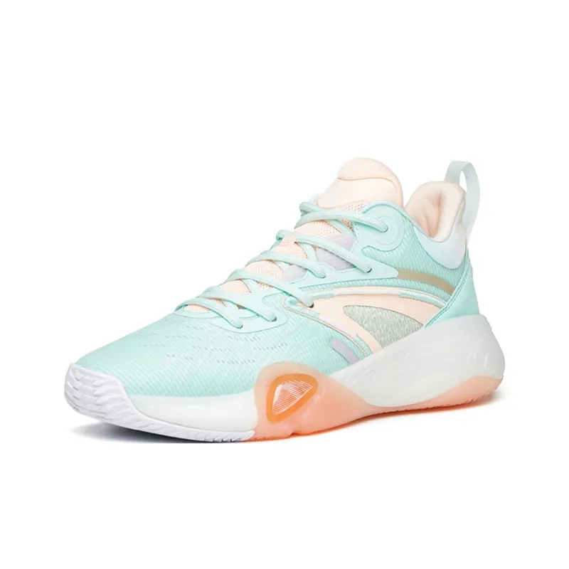 Anta Feather Cushioning Anti-Slip And Wear-Resistant Low-Top Performance Basketball Shoes Men's Green Pink-1
