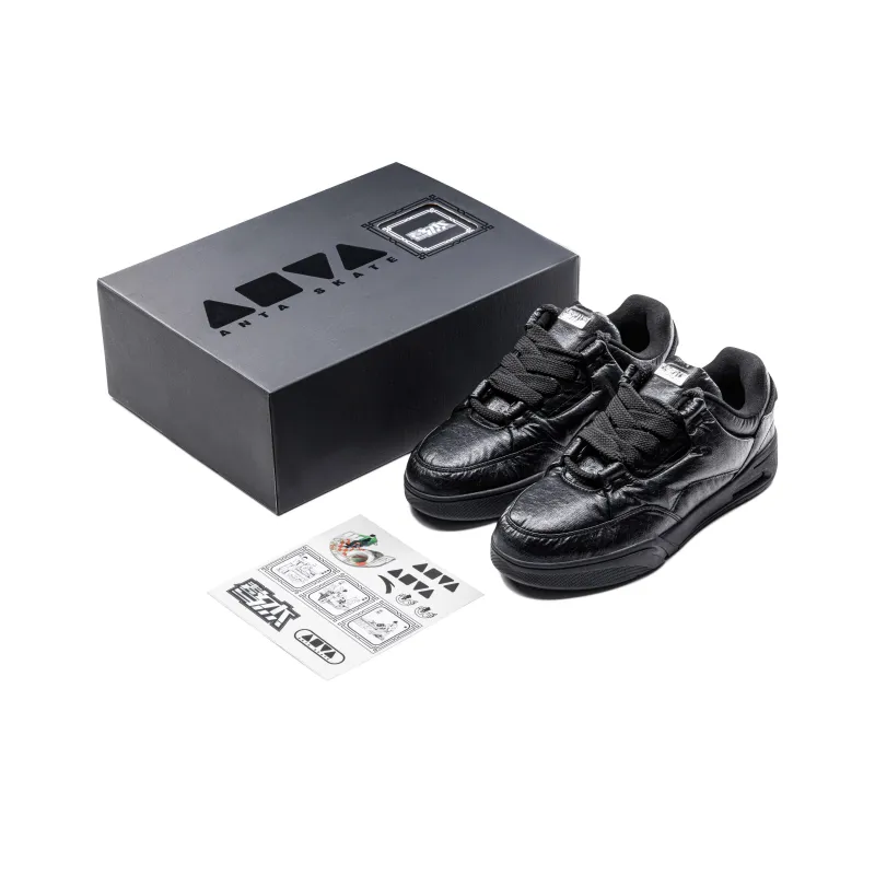 Anta AOJIE Cushioning Wear Resistant Low Top Skateboard Shoes Women's Black-7