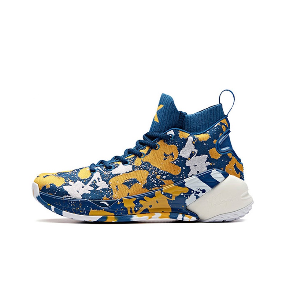 ANTA KT4 Basketball Shoes Men High top Blue Yellow US M 9