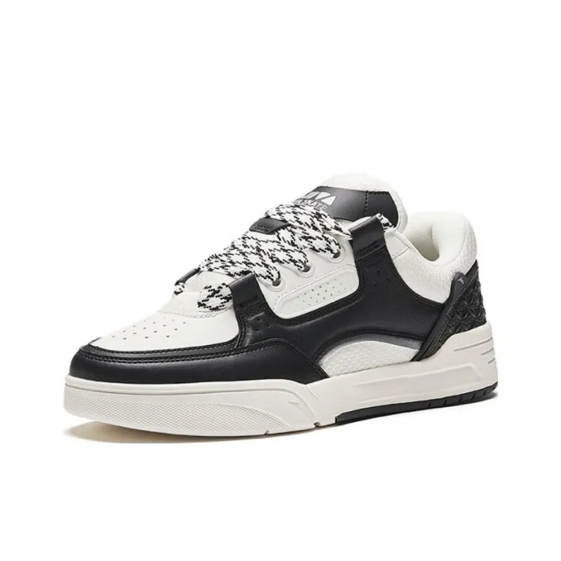 Anta AOJIE Anti Slip Wear Resistant Low Top Skateboard Shoes Men's White Black-1