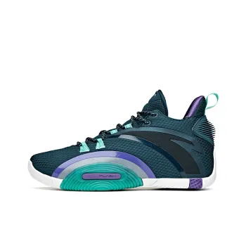 ANTA UFO3.0 Basketball Shoes Men Mid Top Heather Blue/Parrot Green/ANTA White