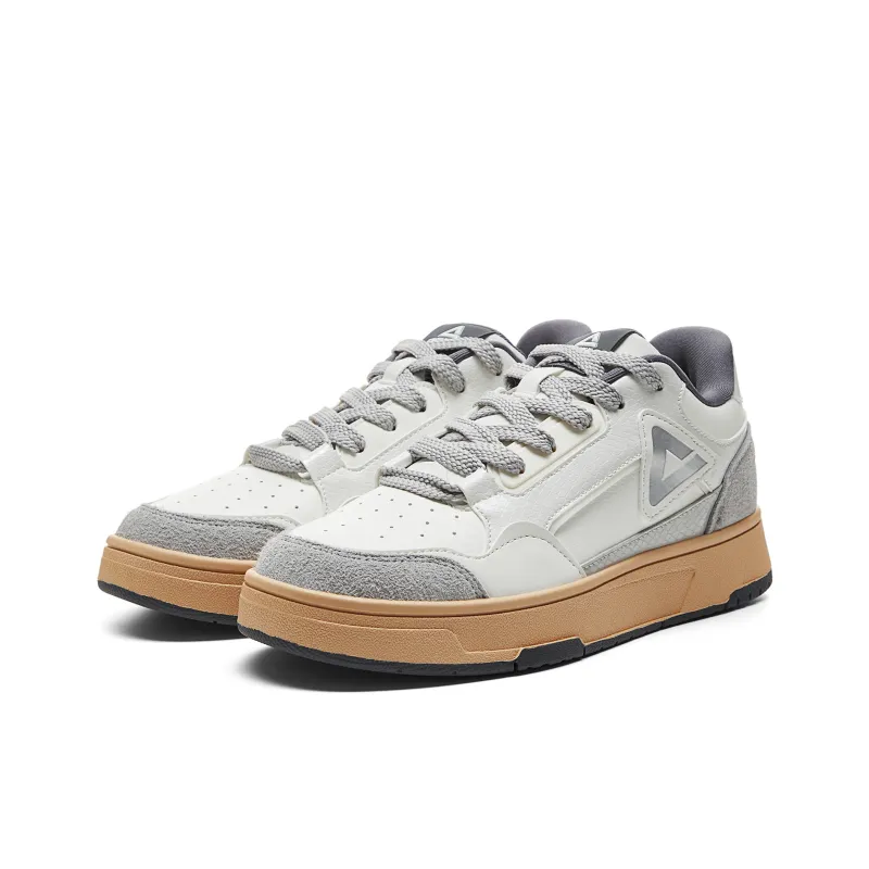 PEAK State Pole Pictorial Skateboard Shoes Men Low Top Gray White-2