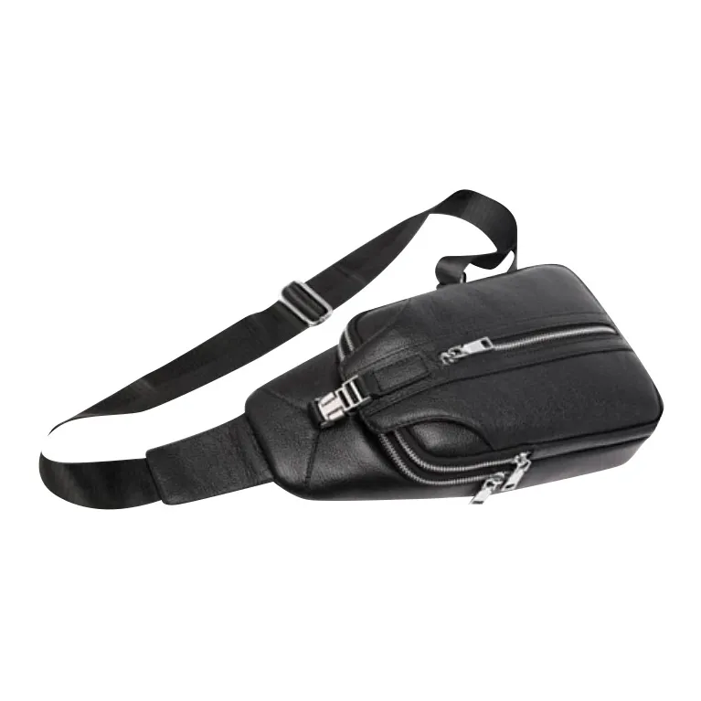 DOSRFINI Top Grain Cow Leather Casual Business Commute Multicolor Sling Bag Regular Men's Black/Brown-3