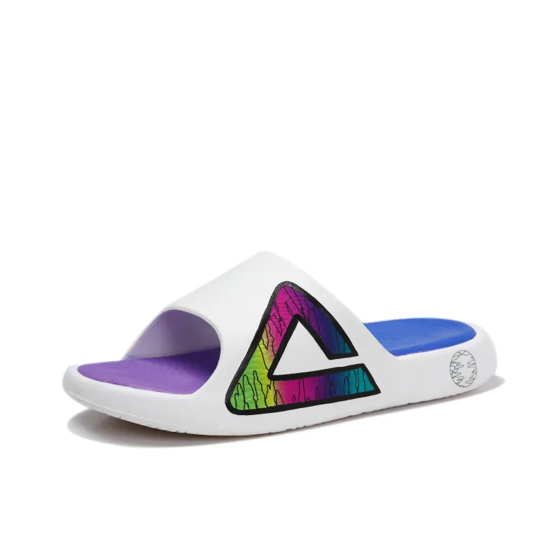 PEAK EVA Odor-Resistant Quick Dry Quiet Slide Slippers Men's White Black Purple-3