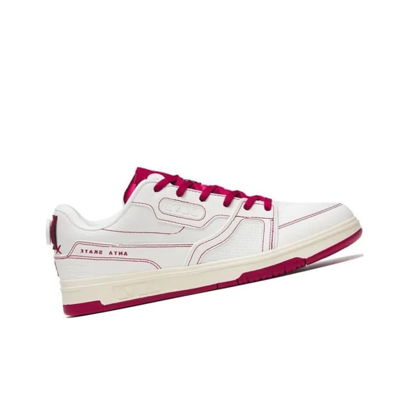 Anta AOYU Anti Slip And Wear Resistant Breathable Low Top Skateboard Shoes Women's White Red-1