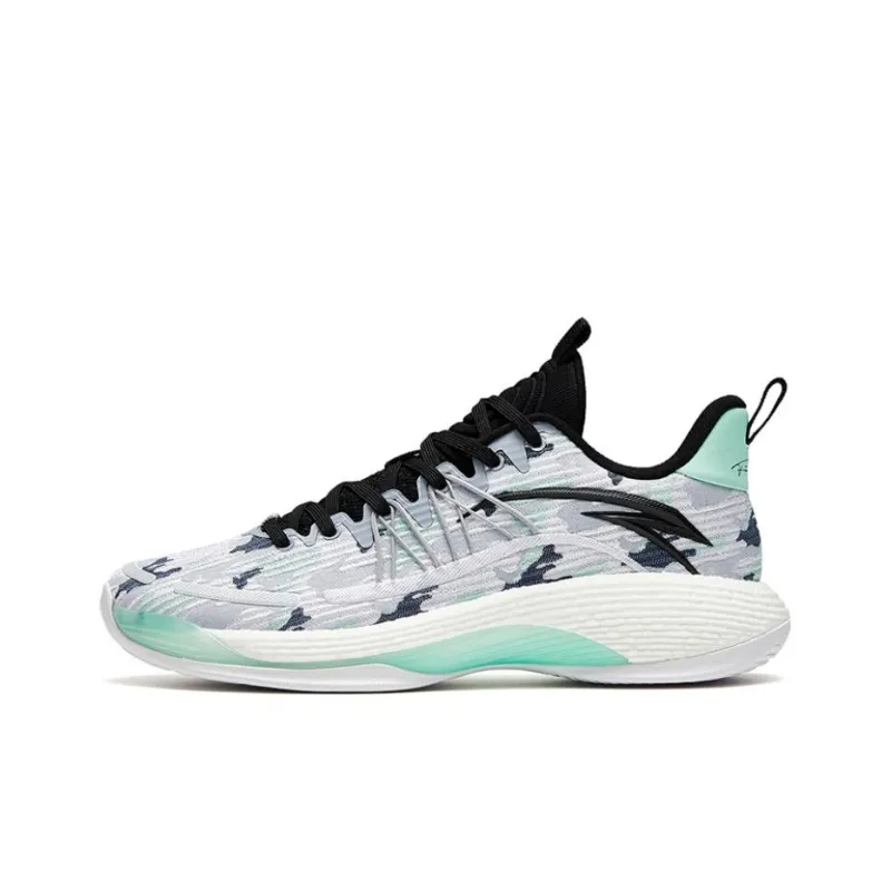 Anta Skyline Team Cushioning Anti-Slip And Wear-Resistant Low-Top Basketball Shoes Men's Gray Porcelain Green-0