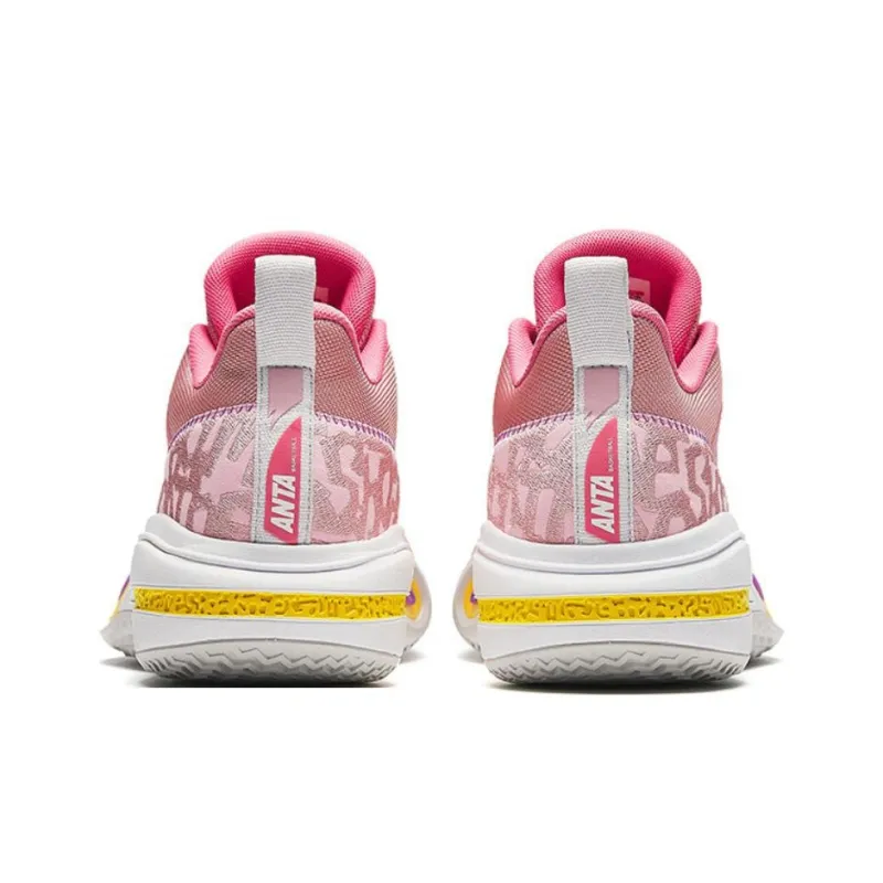 Anta Assault 1 Anti Slip Wear Resistant Low Top Basketball Shoes Men's Pink-2