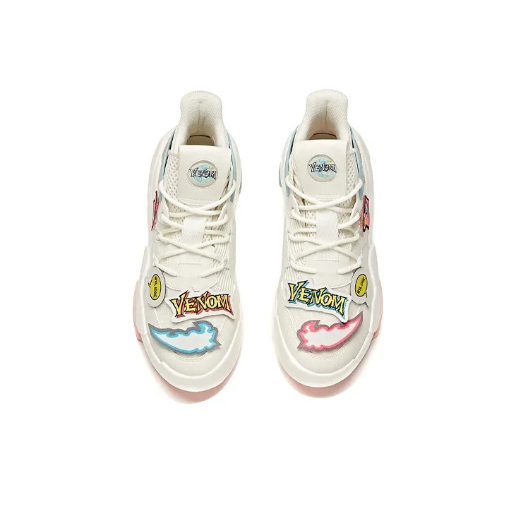 MARVEL x Anta Bastard Slip-Resistant Cushioning Wear-Resistant Breathable Mid-Top Skateboard Shoes Women's Ivory White-2