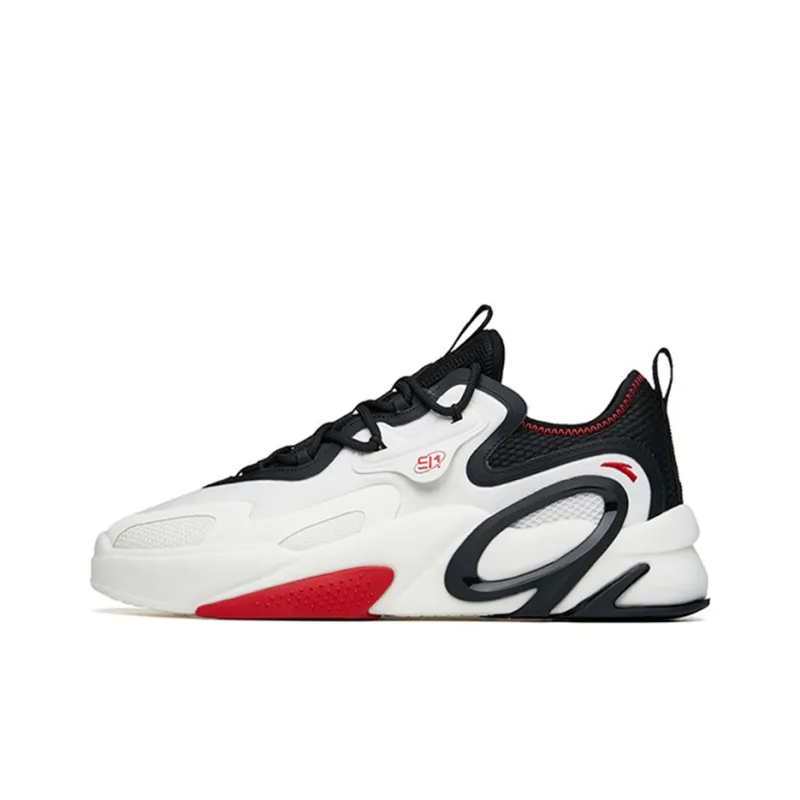 Anta AT91 Lifestyle Collection Anti-Slip Wear-Resistant Low-Top Skateboard Shoes White Black Red-0