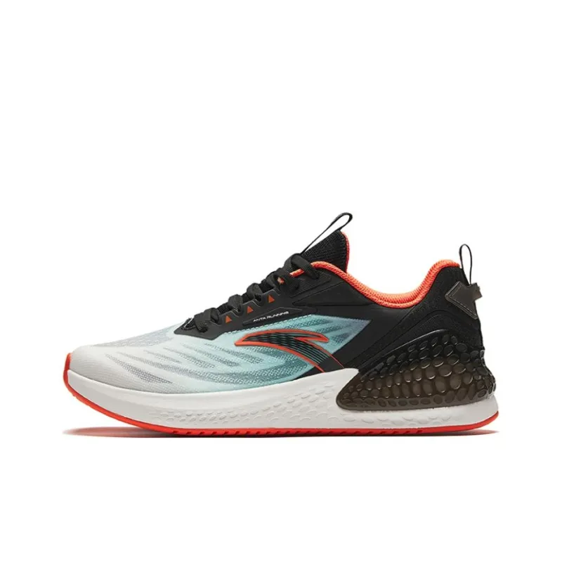 Anta C37+ Cushioning, Abrasion Resistant, Breathable, Lightweight Low Top Running Shoes Men's Black White Cyan-0