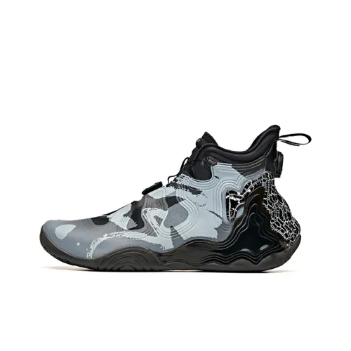 Anta Star Mountain Cushioning Anti Slip And Wear Resistant High Top Basketball Shoes Men's Black Gray