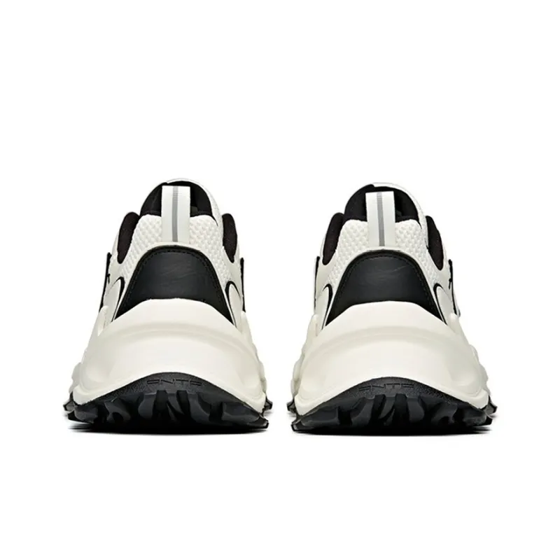 Anta Hot Cushioning Anti Slip Wear Resistant Breathability Low Top Chunky Sneakers Men's White Black-4
