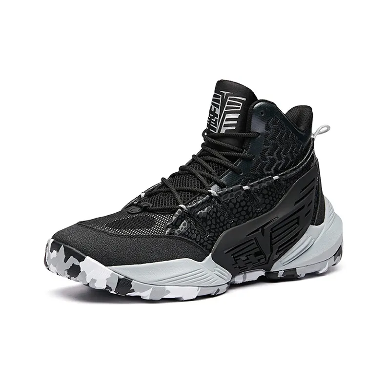 Anta Bastard Cushioning, Slip Resistant, And Abrasion Resistant High Top Vintage Basketball Shoes Men's Black Gray-1