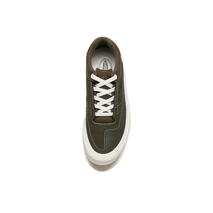 Anta Ao Li Anti Slip Wear Resistant Low Top Skateboard Shoes Men's Green Leather Suede-2