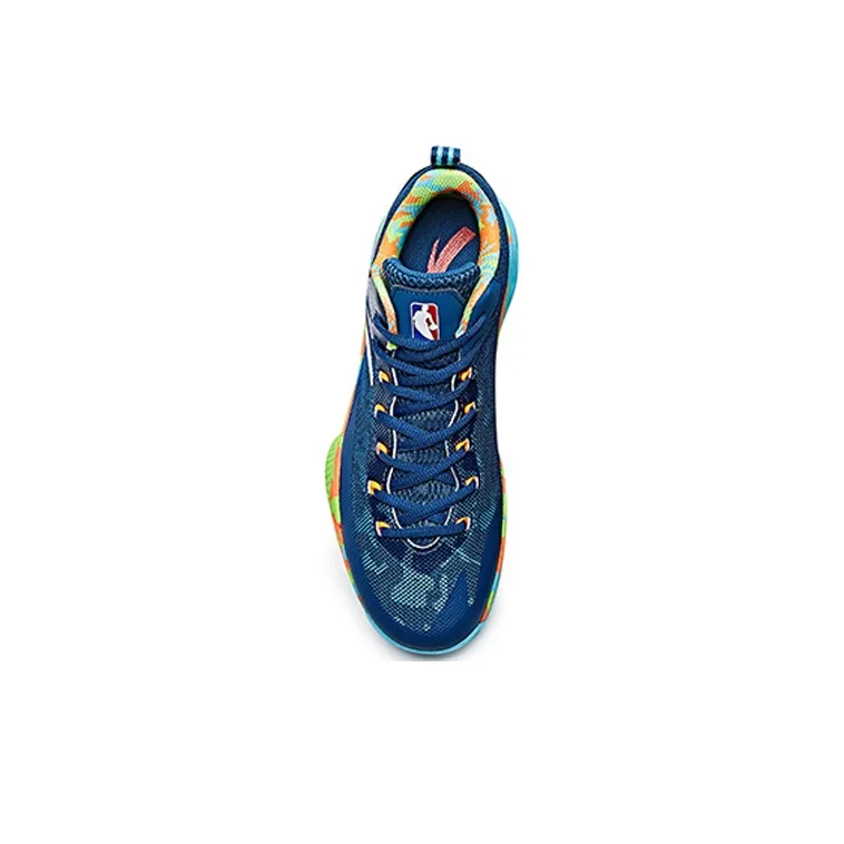 Anta Rhomboid Anti-Slip Wear-Resistant Low-Top Basketball Shoes Men's Blue Green-3