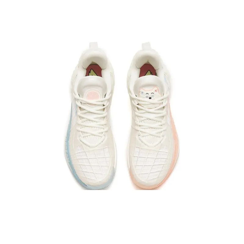 Anta Light Horseman 3 Samoyed Cushioning Anti-Slip And Wear-Resistant Low-Top Performance Basketball Shoes White Pink-2