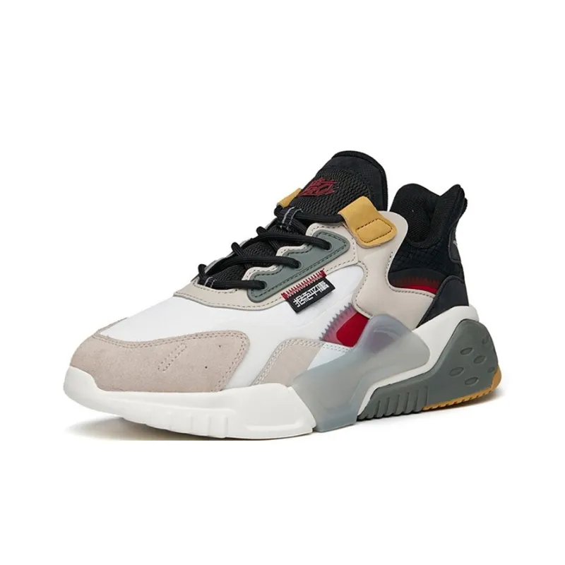 Anta Rubik's Cube Cushioning Anti-Slip And Wear-Resistant Low-Top Chunky Sneakers White Gray Black-1