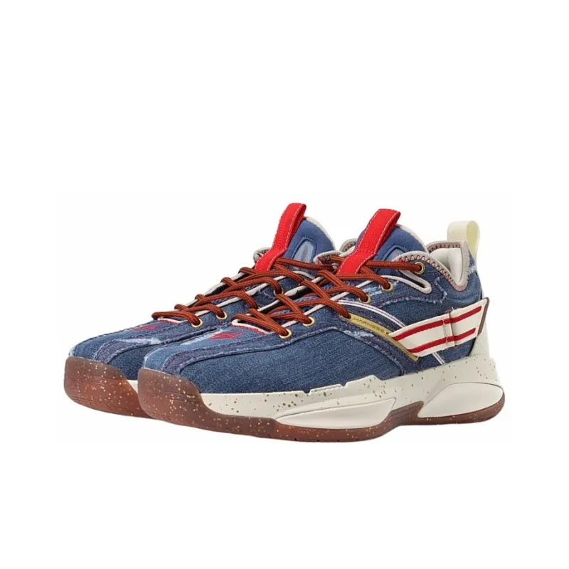 ANTA GH3 Basketball Shoes Men Low Top Denim Blue/White/Red-2