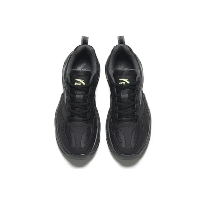 Anta Little Walker Abrasion Resistant Low Top Chunky Sneakers Men's Black-2