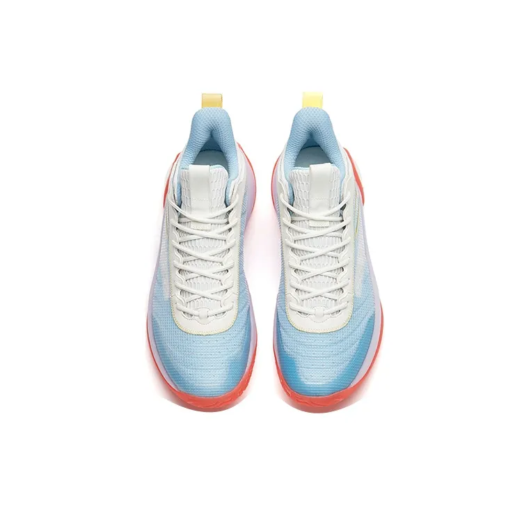 Anta Cement Bubble 2.0 Slip Resistant Low Top Performance Basketball Shoes Men's White Blue, Jelly Upper Blue-2