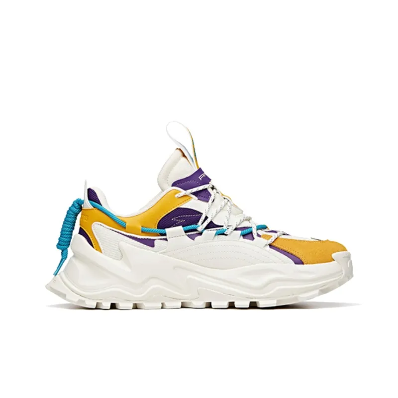 Anta Hot Anti Slip And Wear Resistant Height Increasing Low Top Chunky Sneakers Men's Yellow White-1