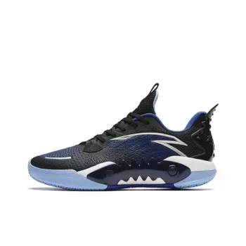 Anta Shock Wave 5 Team Cushioning Wear Resistant Low Top Basketball Shoes Men's Black Blue