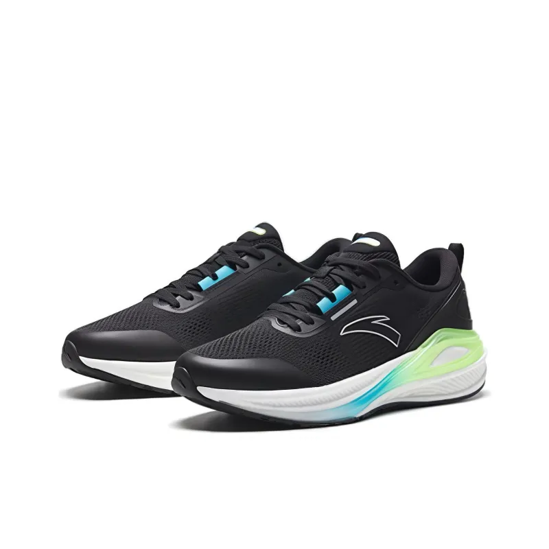 Anta Royal Road Anti-Slip Wear-Resistant Low-Top Running Shoes Men's Black White Green-1