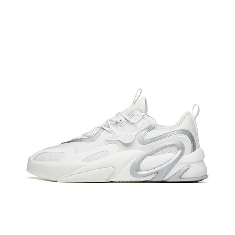 Anta AT91 Slip-Resistant Cushioning Wear-Resistant Low-Top Skateboard Shoes Men's White Silver-0